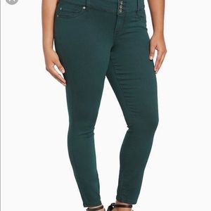 Torrid Denim Green Skinny Jeans Size 16 TALL
